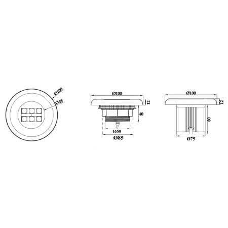 Lampa basenowa LED PHJ-FC-SS100-2  10 / 18 / 35 Watt, dowolny kolor+ RGB